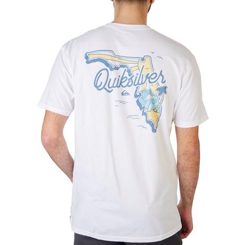 Quiksilver Mens Florida Map Beach Short Sleeve T-Shirt