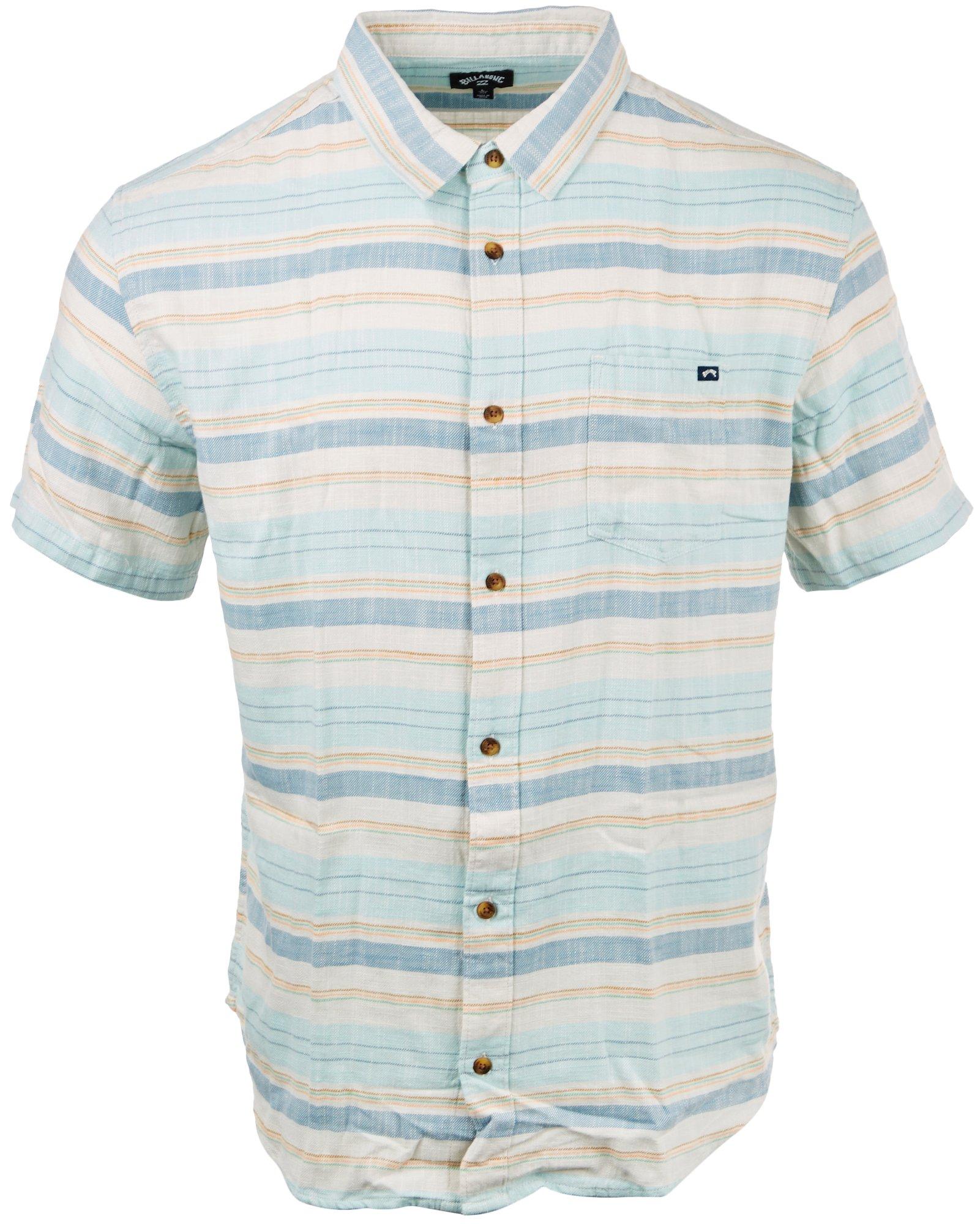Billabong Mens All Day Stripe Short Sleeve Button-Up Shirt