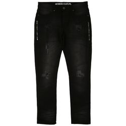Modern Culture Mens Double Zipper Distressed Denim Jeans