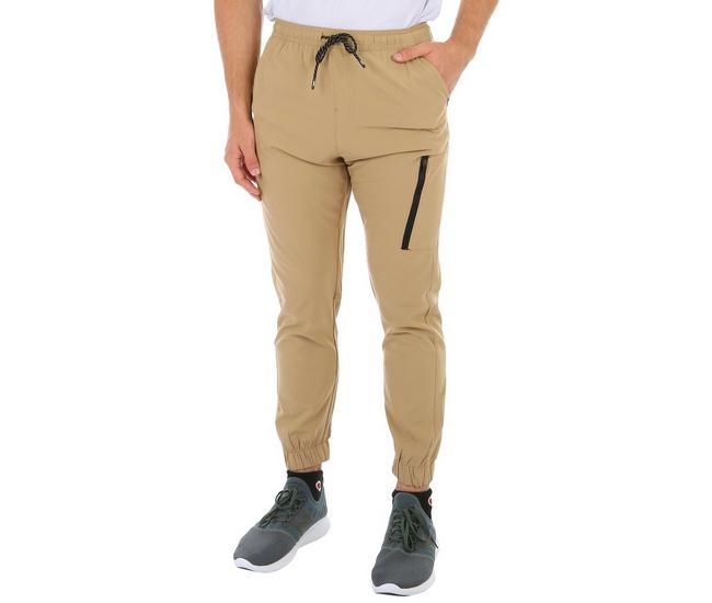 Stone Woven Cut Out Cargo Joggers