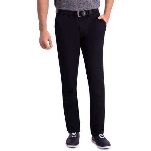 Haggar Mens Premium Comfort Khaki Slim Fit Flat Front Pants