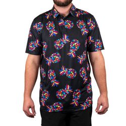 Mens Black Pineapple Party Golf S/S Polo
