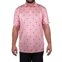 Mens Pink Little Palm S/S Golf Polo
