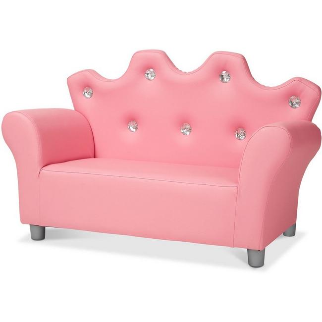Pink Faux Leather Childrens Furniture Melissa & Doug Childs Crown Sofa 