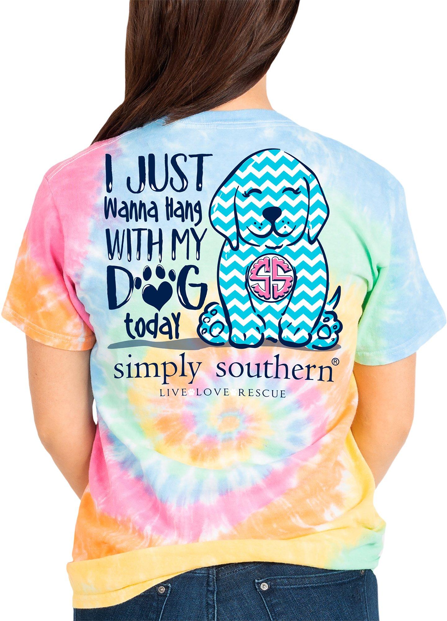 Simply Southern Big Girls Tie Dye Hang With My Dog T Shirt