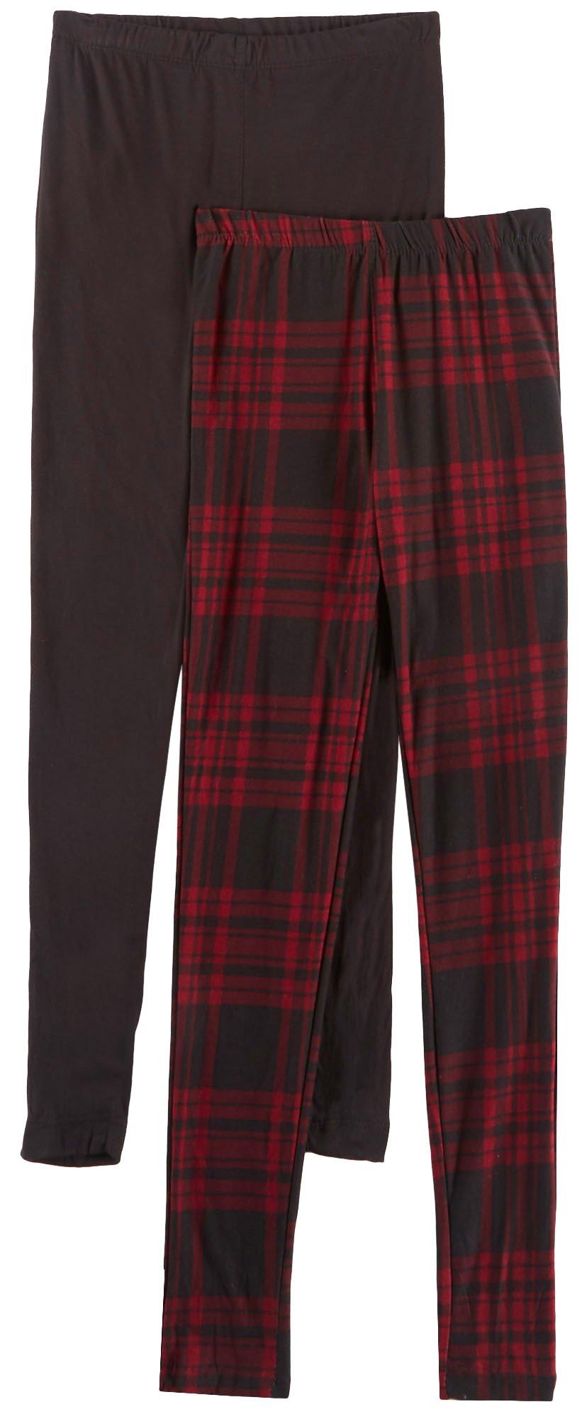 1st Kiss offers styles for the fun, free-spirited trendsetter. This two pack of leggings feature a pair of classic plaid print leggings and a solid pair of leggings with elastic waists and a close, flattering fit.