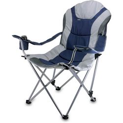 Picnic Time Navy Reclining Camping Chair
