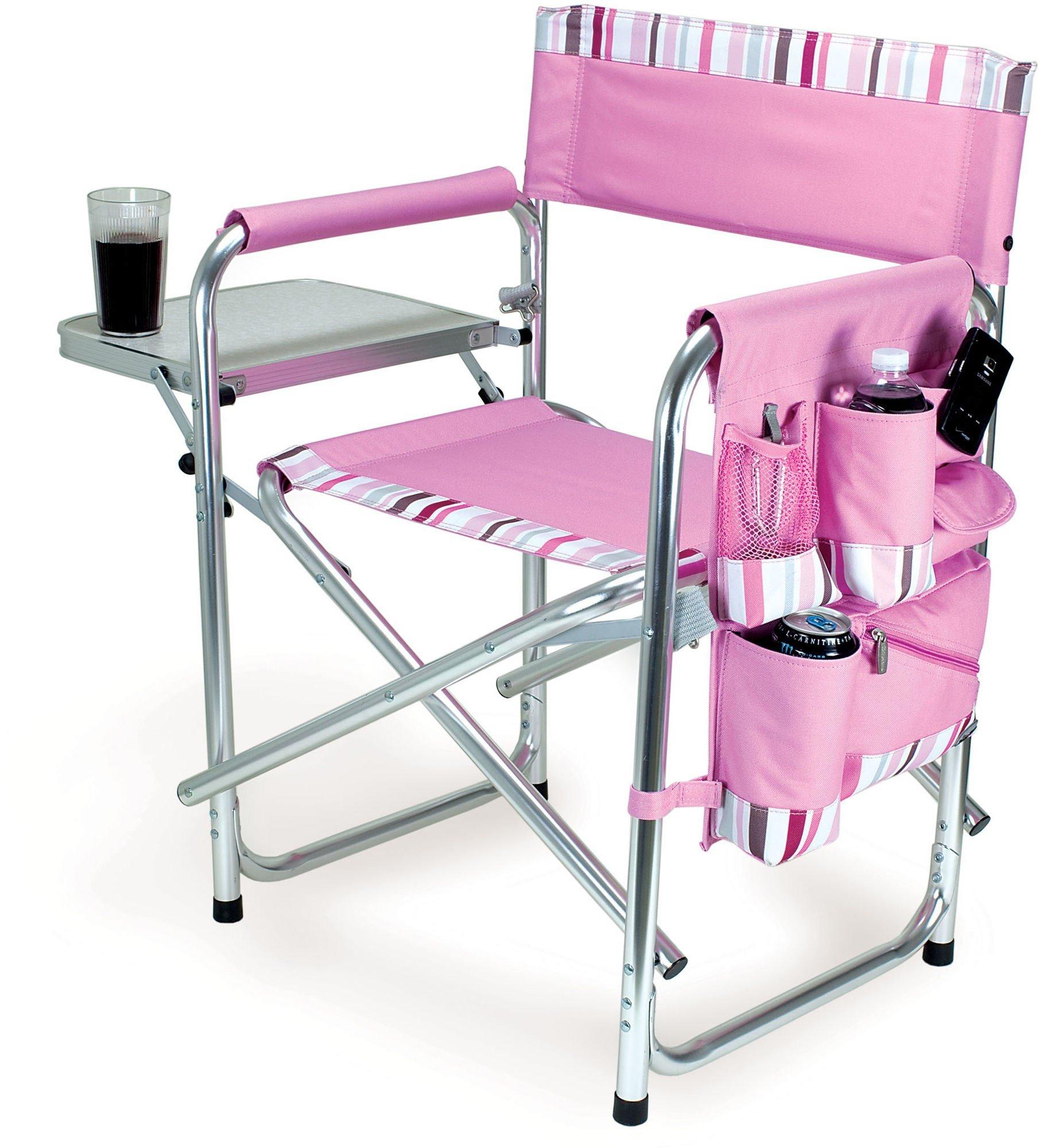 Picnic Time Pink Stripe Sports Chair