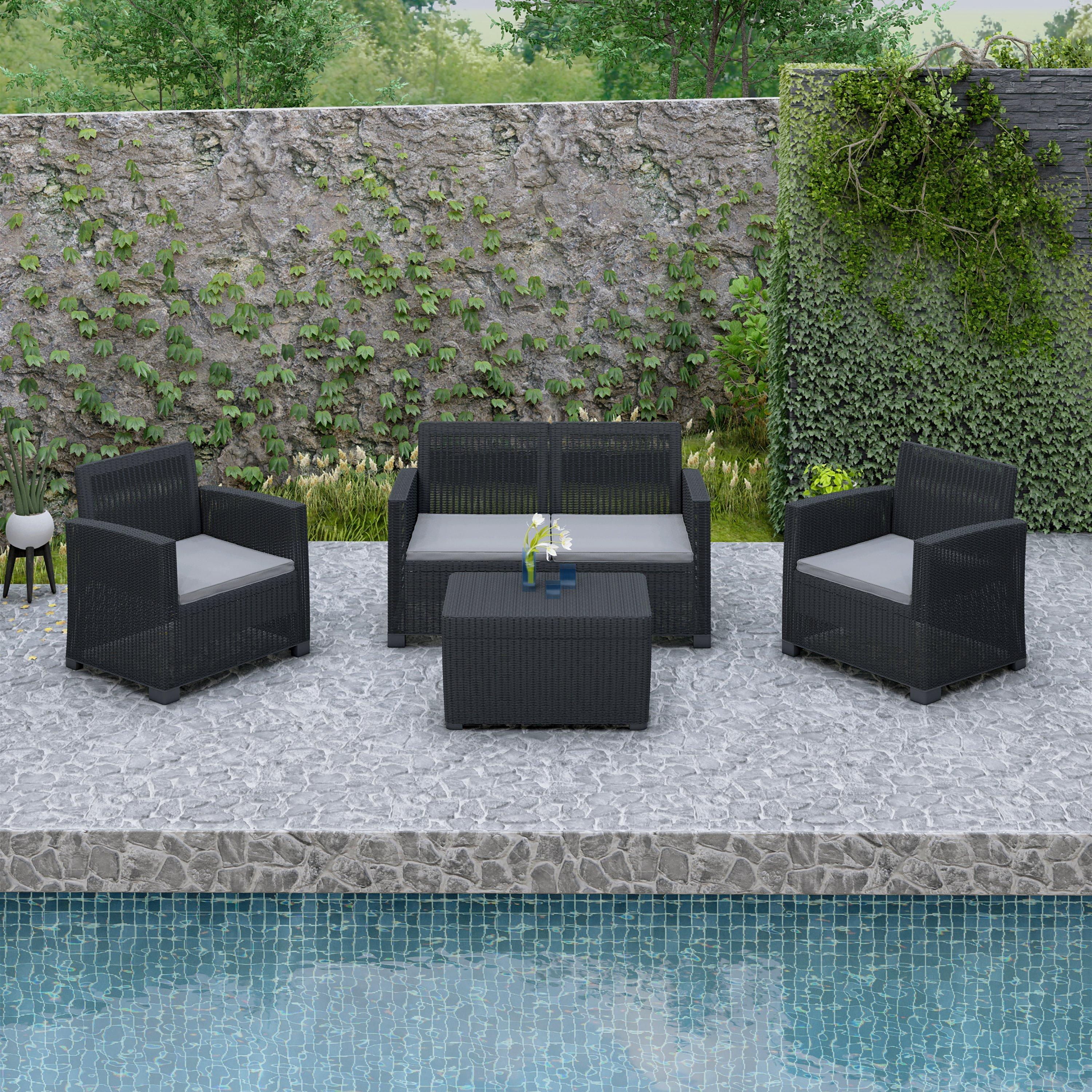 sofa set - exterior rattan set Bellagio sofa & armchair set with pillows -  Blender Market