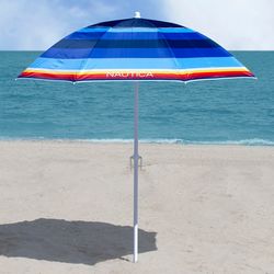 Nautica 7 Foot Beach Umbrella - Rainbow Border