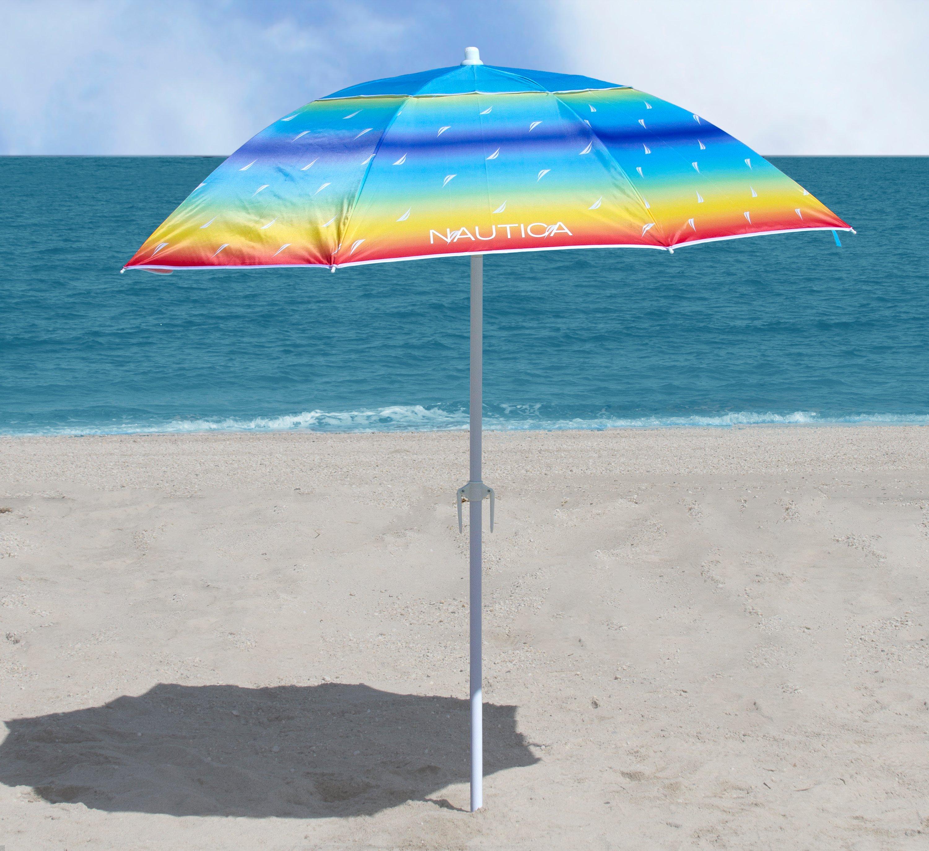 Nautica 7 Foot Beach Umbrella - Rainbow J