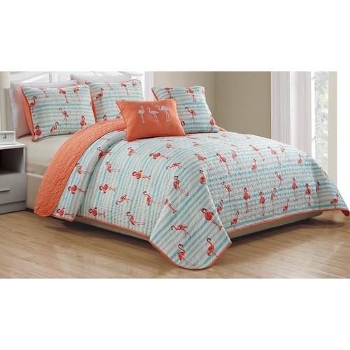 Panama Jack Social Club Flamingo Quilt Set