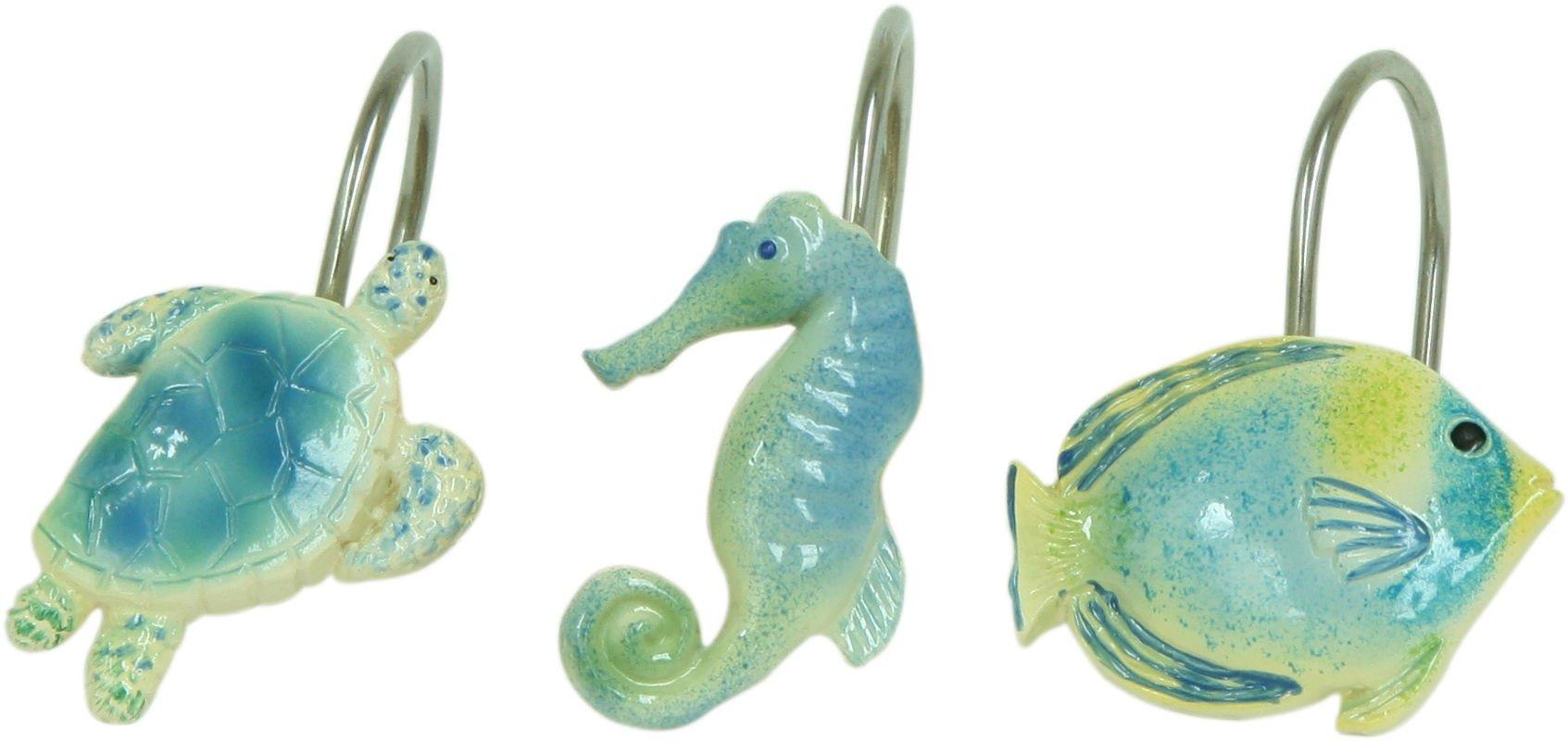 Tropical Fish Resin Shower Curtain Hooks Set PHP-F//ASST