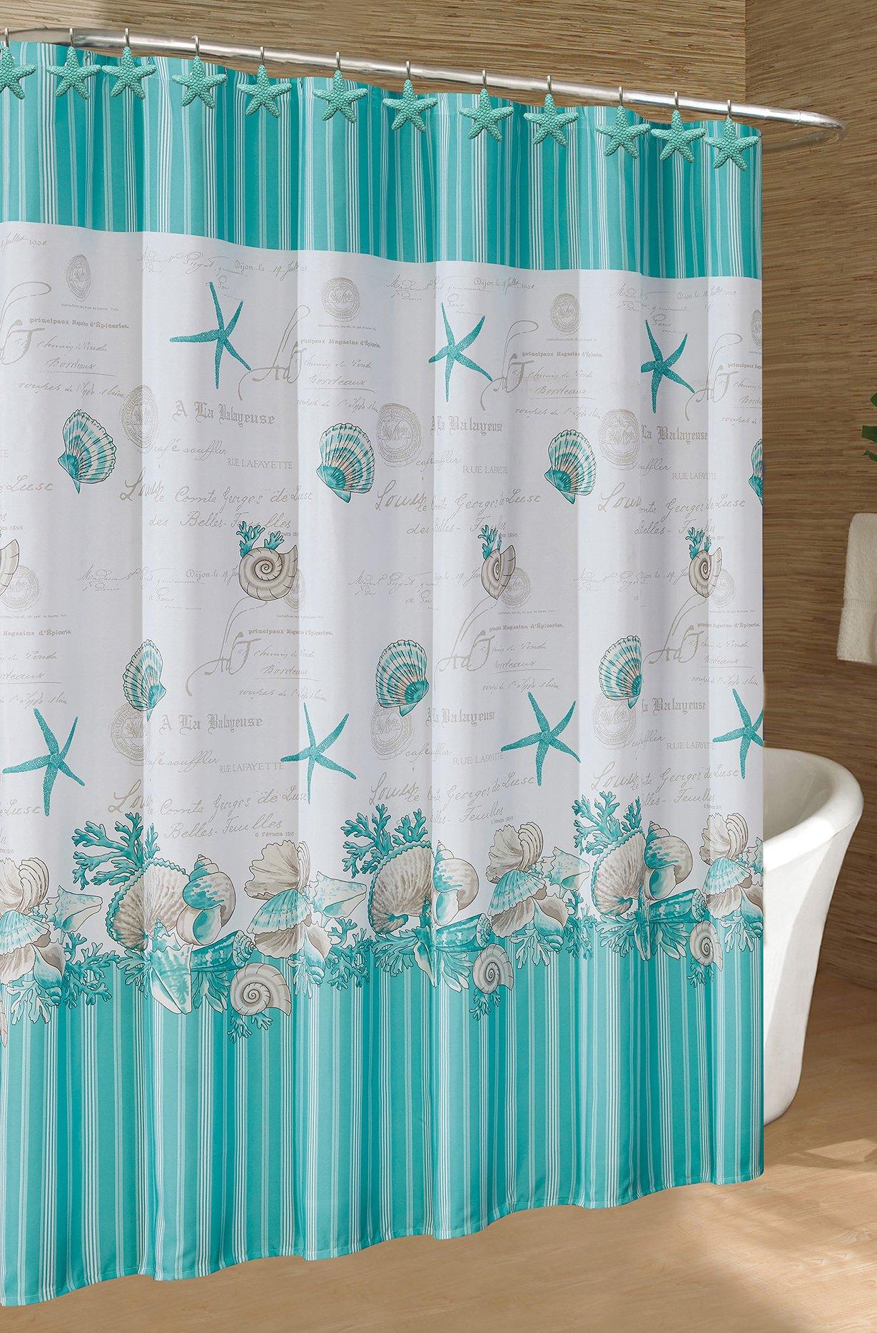 Caribbean Joe Sea Shell Wreath Shower Curtain One Size ...