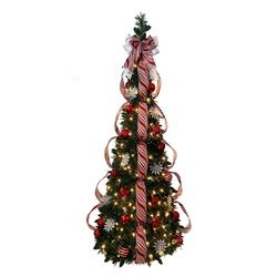 5-Foot Pre-Lit Red with Collapsible Decorated Christmas Tree