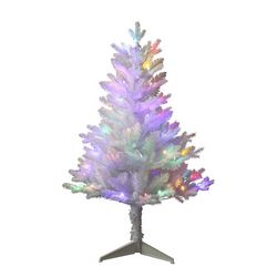 3-Foot Pre-Lit Multicolor LED Jackson White Christmas Tree