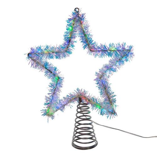 12.2 Inch Tinsel Star Tree Topper with RGB