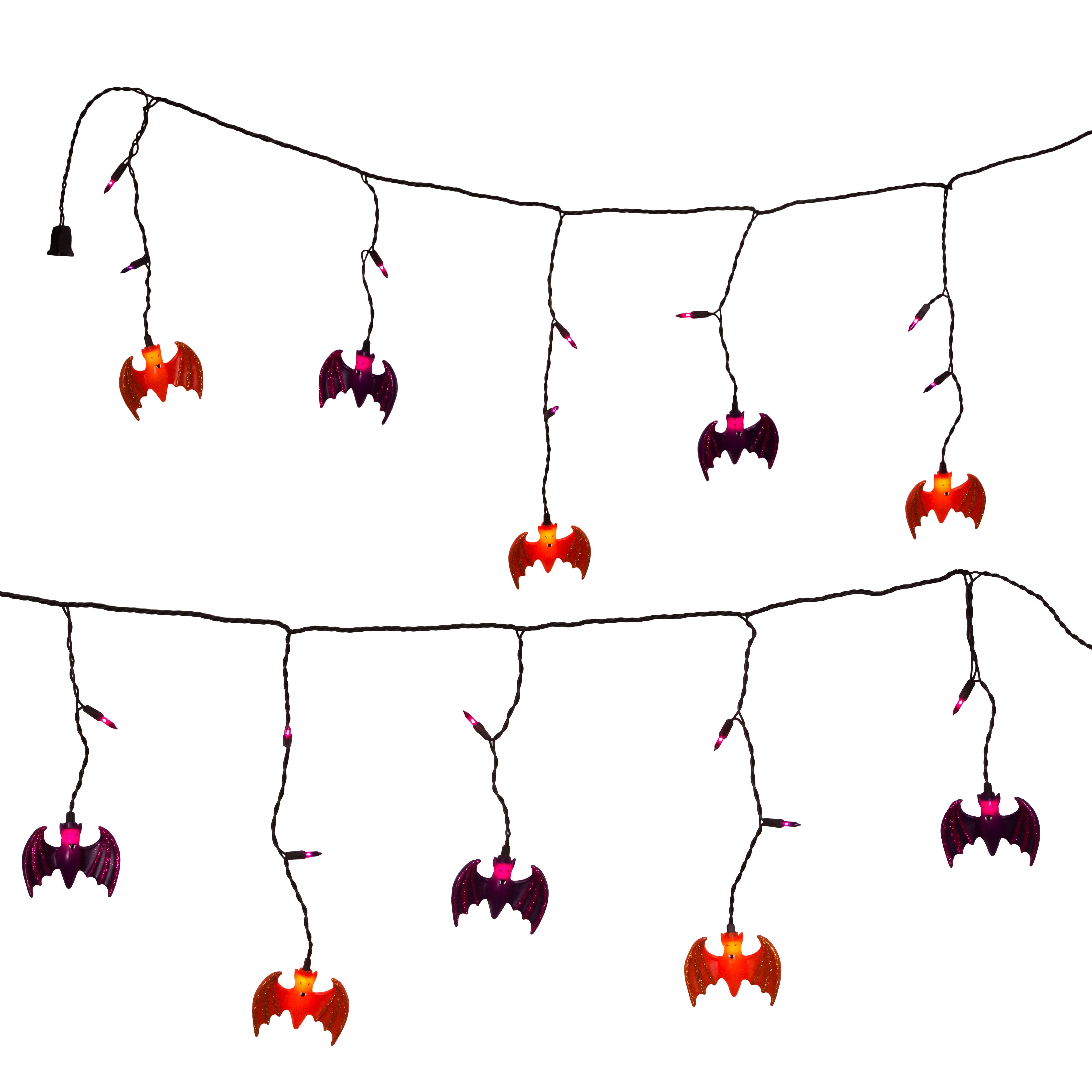 UL 25-Purple and Orange Bat Icicle Light Set.