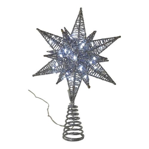 11-Inch Twinkling LED 60-Light Silver Starburst Tree Topper
