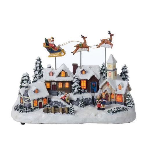 12-Inch Battery Operated Musical LED Village with Santa