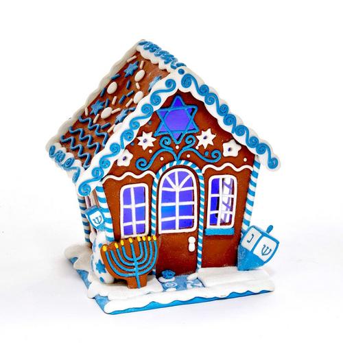 7-Inch LED Hanukkah Gingerbread House Tablepiece