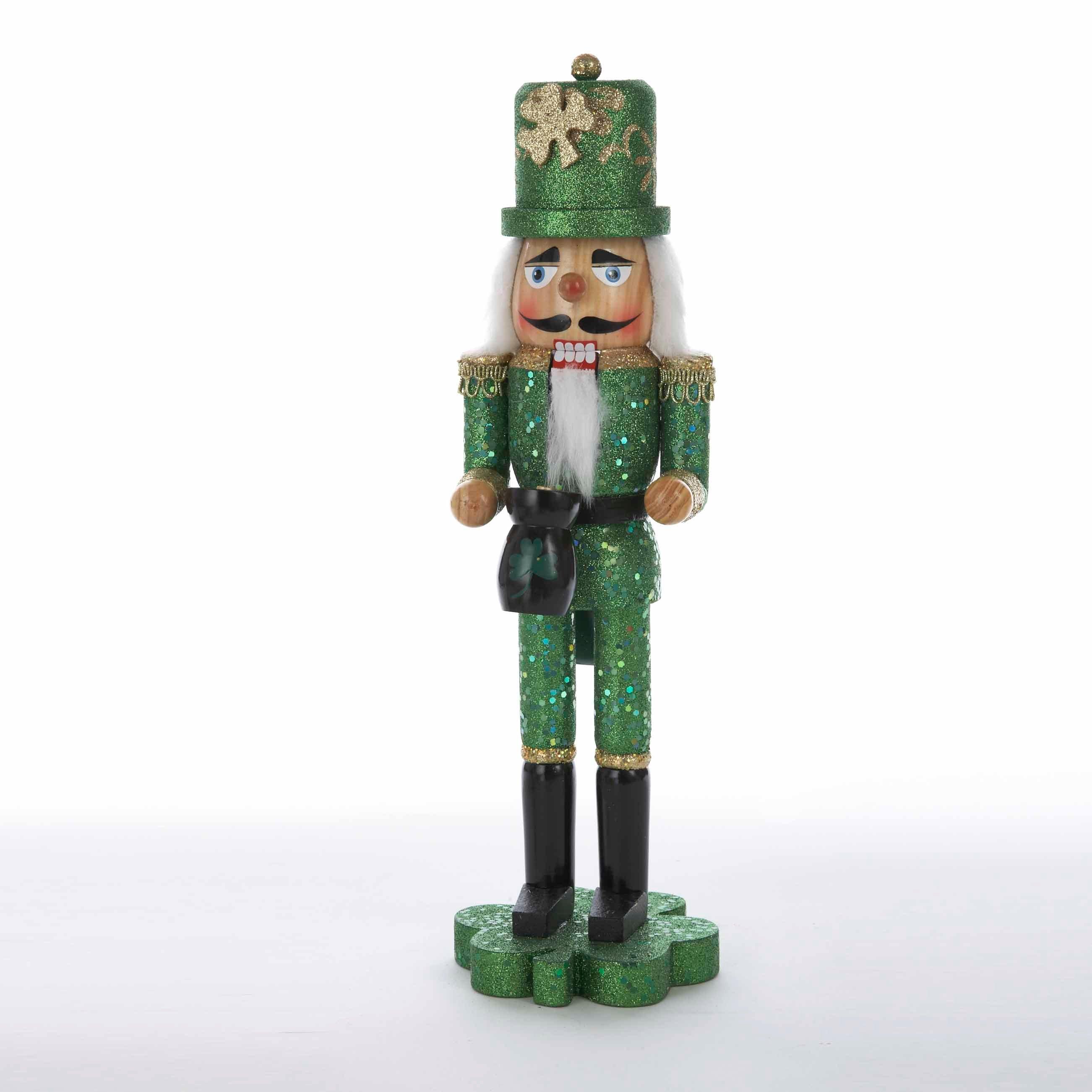 15-Inch Wooden Irish Nutcracker on Shamrock Base