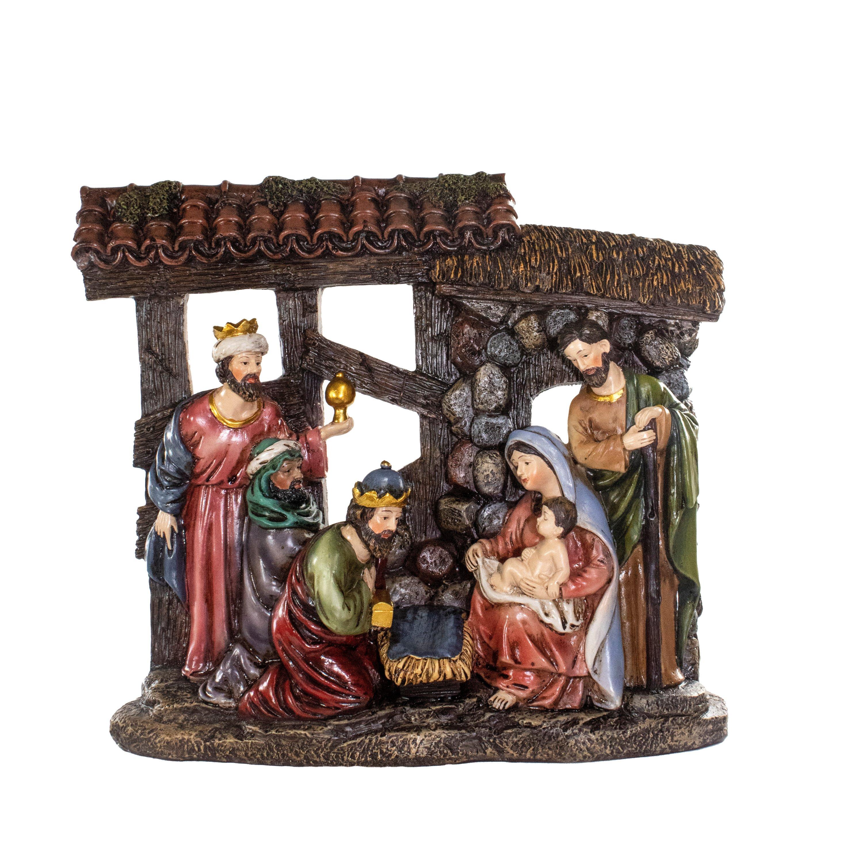 Kurt Adler 10-Inch Resin Nativity Scene Table Piece.