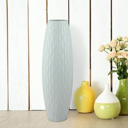 Vintage Textured Large Blue Tall Wooden Vase
