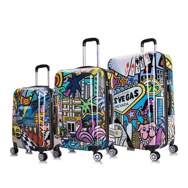 Inusa Ally 3-Piece Lightweight Hardside Spinner Luggage Set, Blue