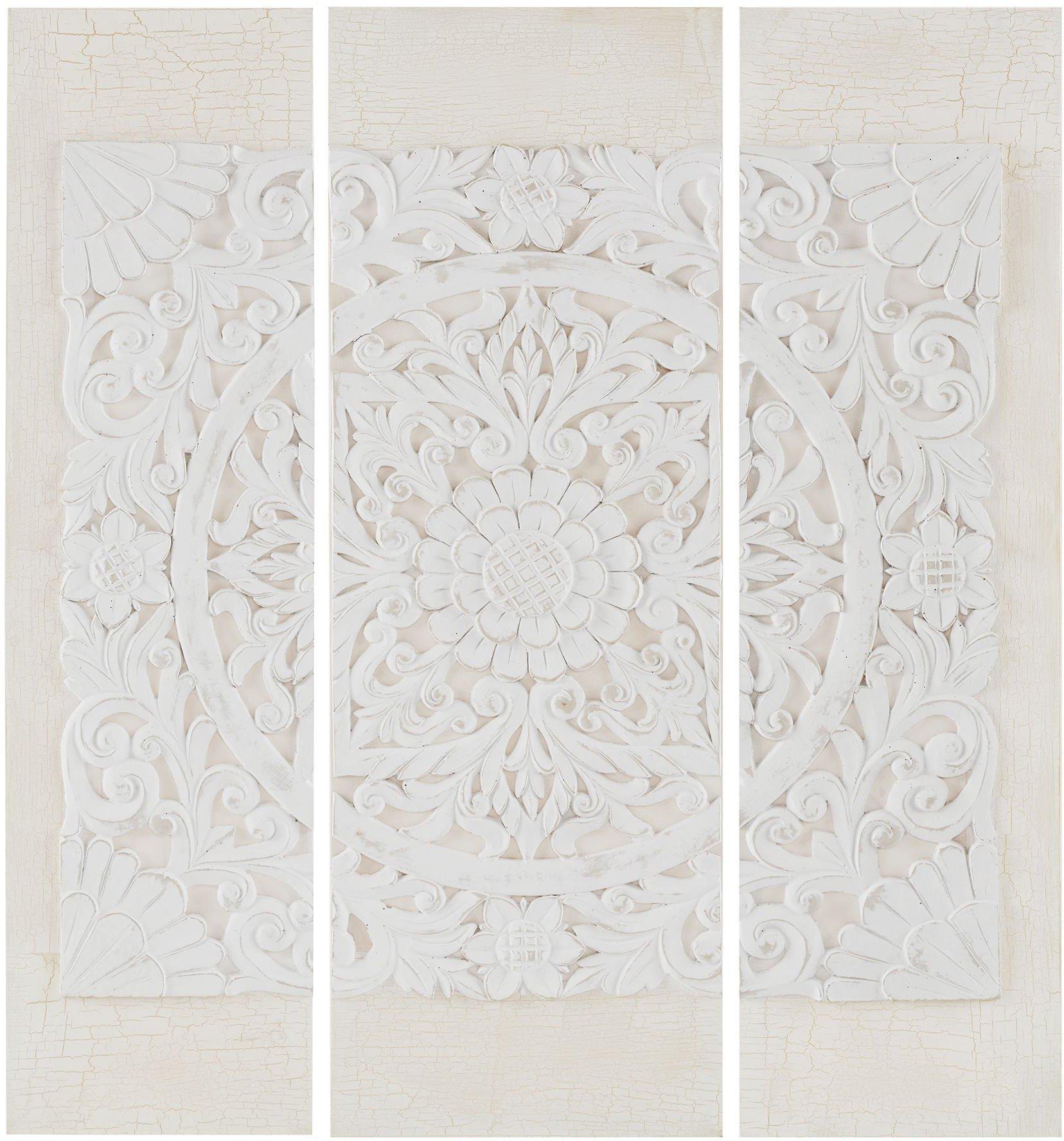 Madison Park White Wooden Mandala 3-pc. 3D Canvas Wall Art