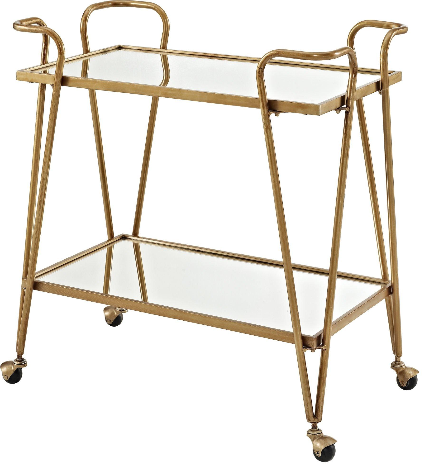 Linon Victory Gold Mid-Century Bar Cart