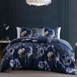 Bebejan  Delphine Blue 5-Piece Reversible Comforter Set