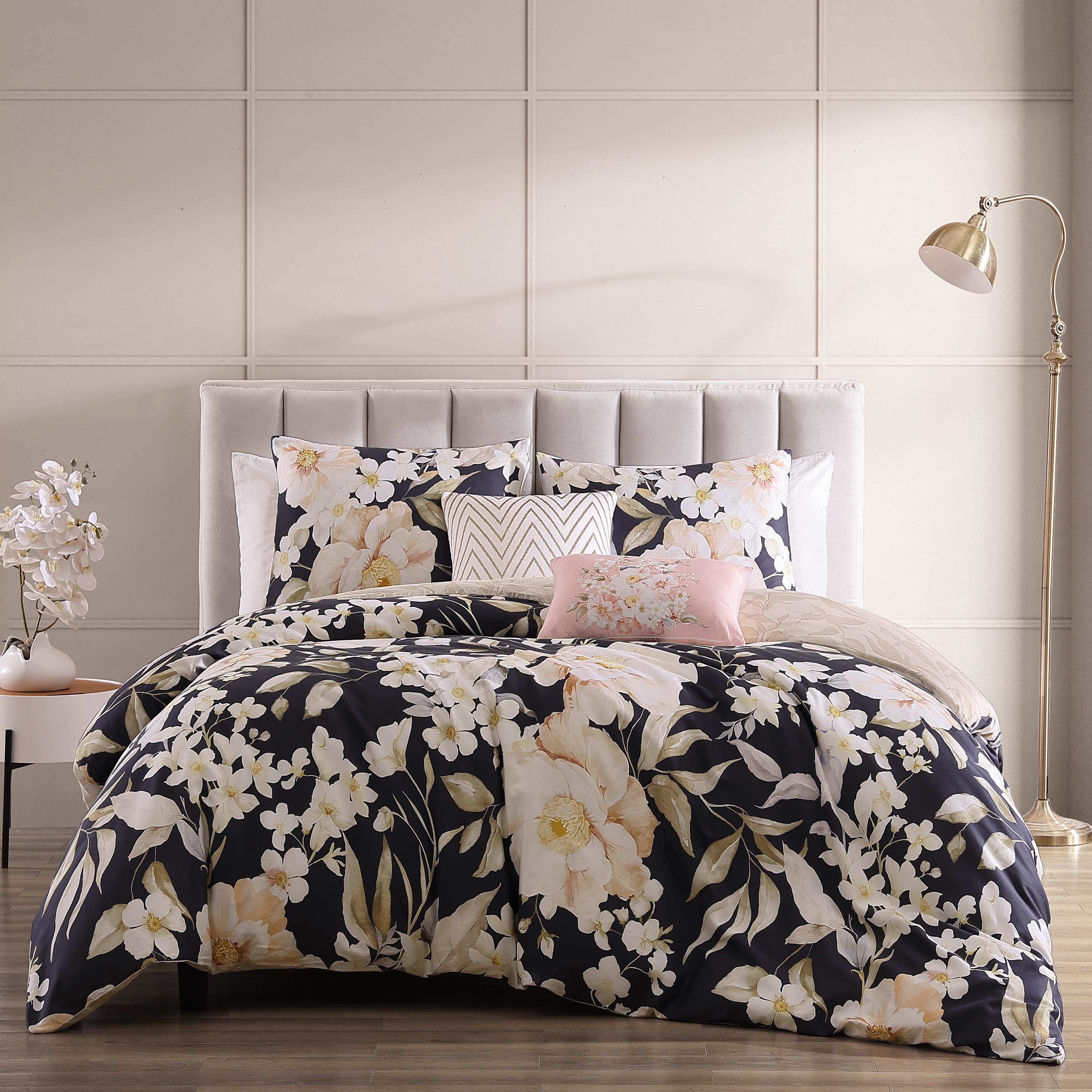 Bebejan Blush Flowers 5-Piece Reversible Comforter Set