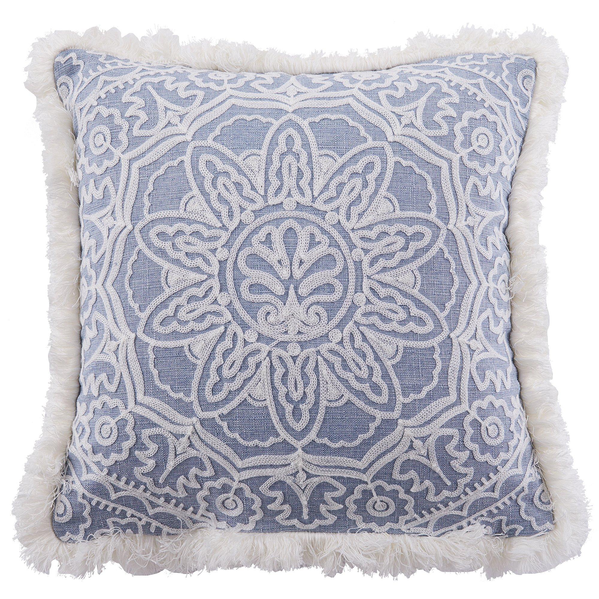 Bennett Embroidered Fringe Pillow
