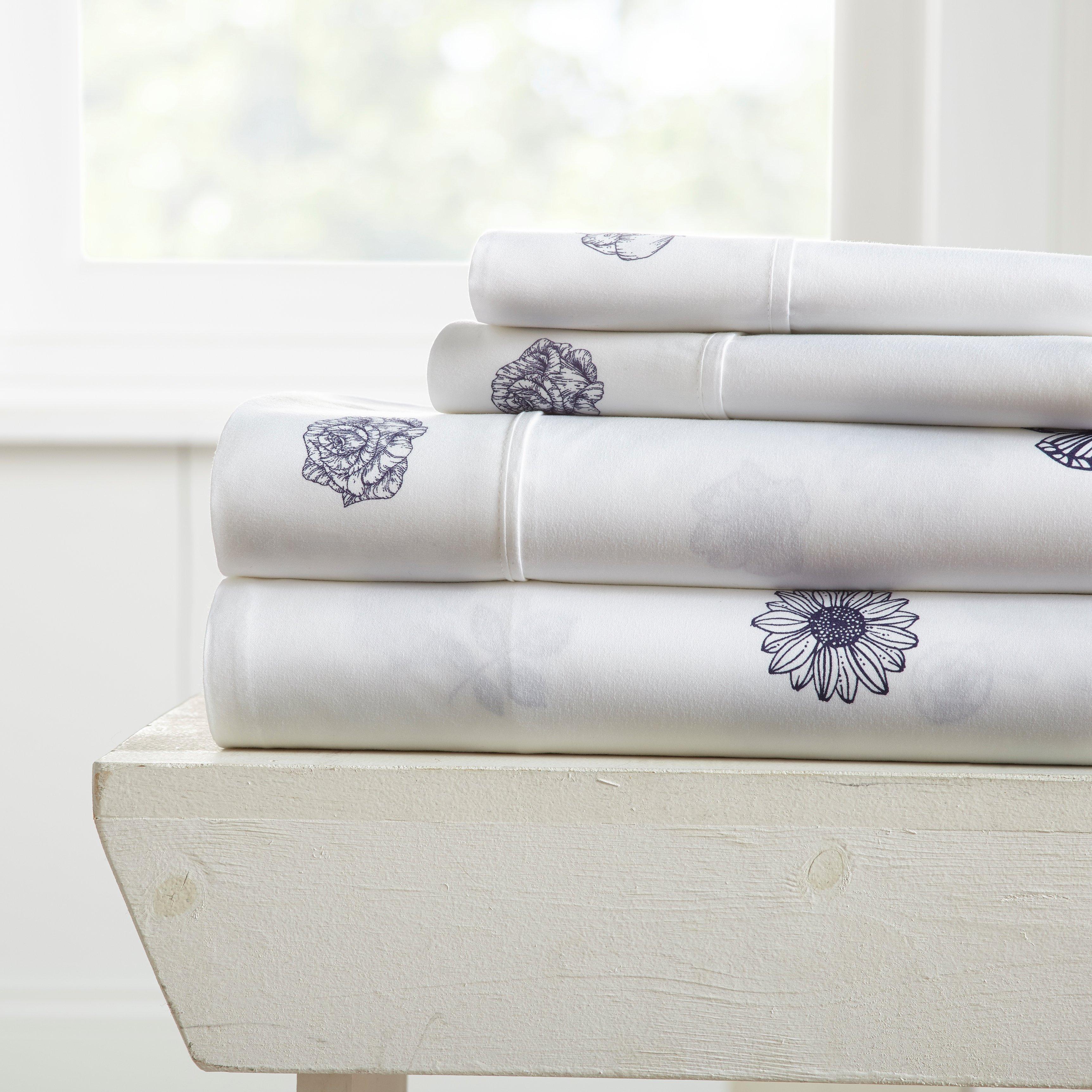 Home Collections Premium Ultra Soft Indigo Flowers Sheet Set