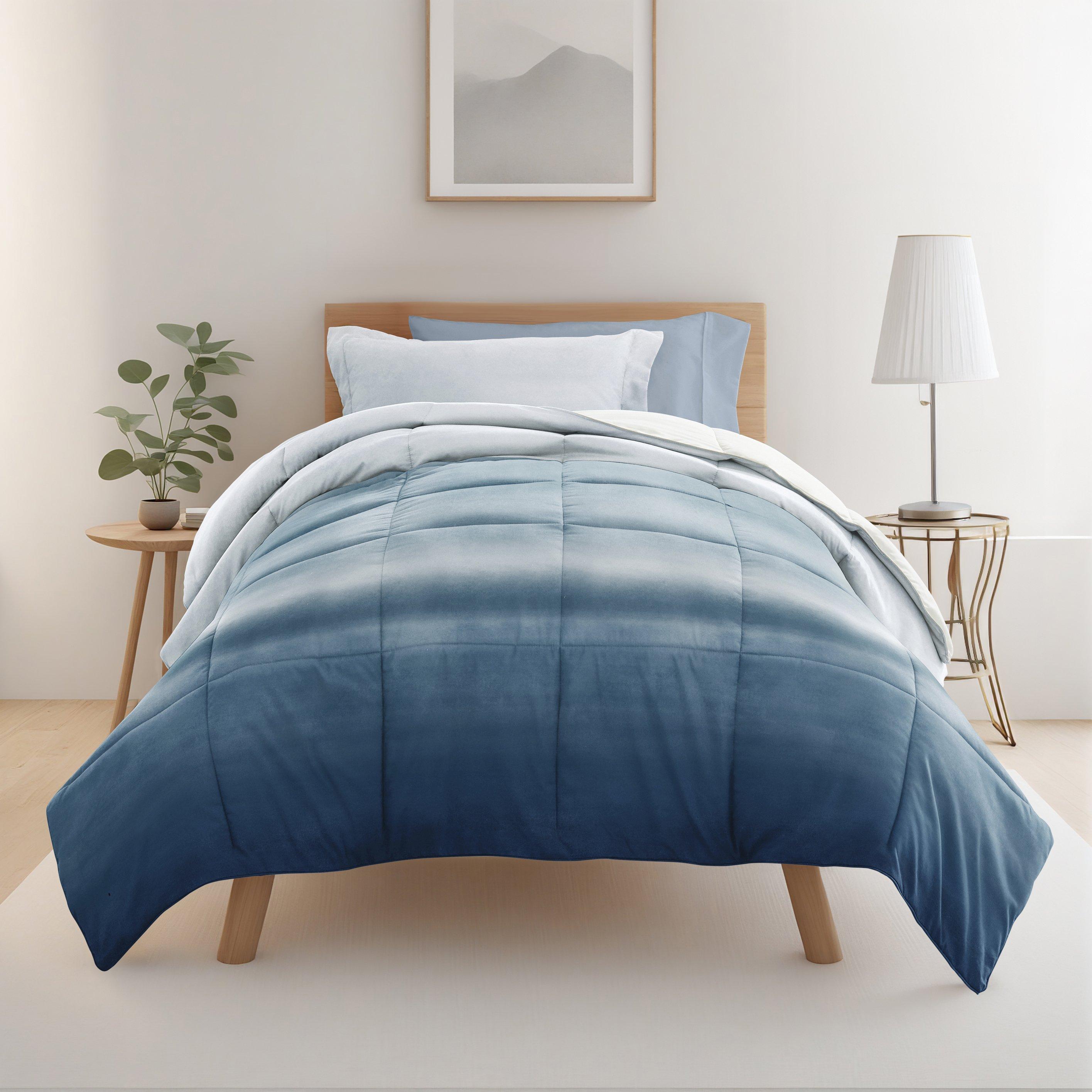 8 Piece Light Blue Patterned Comforter Dorm Set Bundle