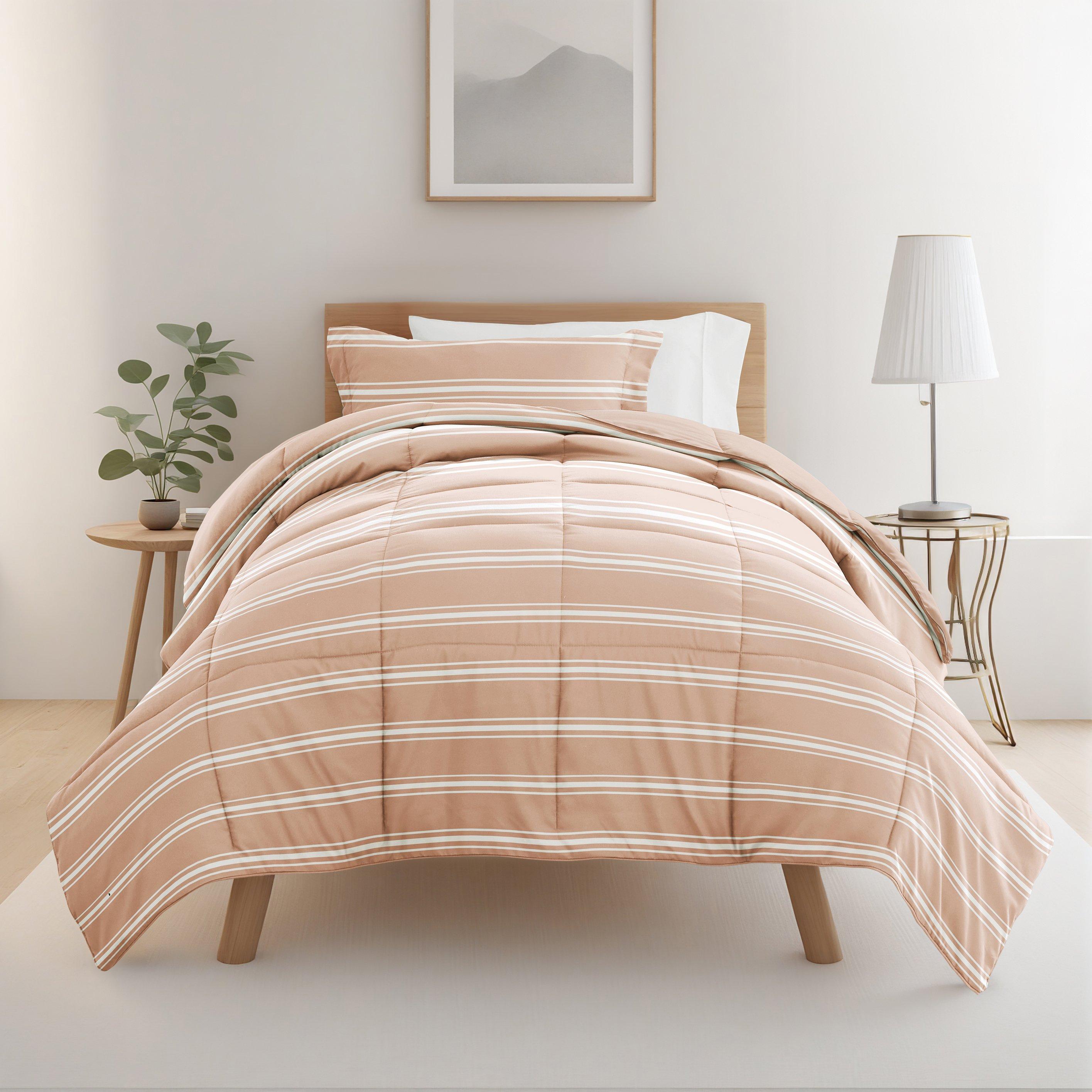 8 Piece Rose Pink Patterned Comforter Dorm Set Bundle