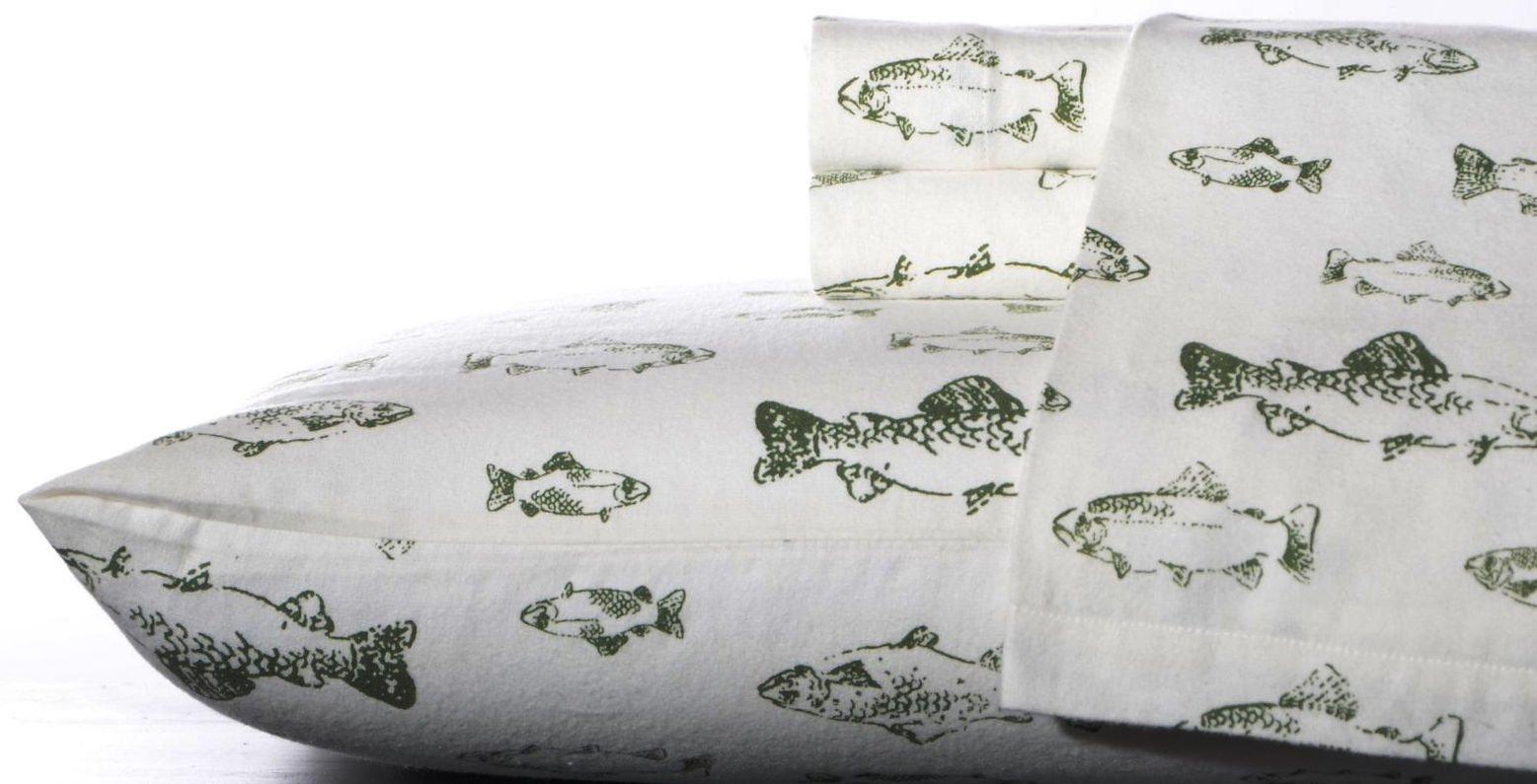Eddie Bauer School of Fish Flannel Twin Sheet Set