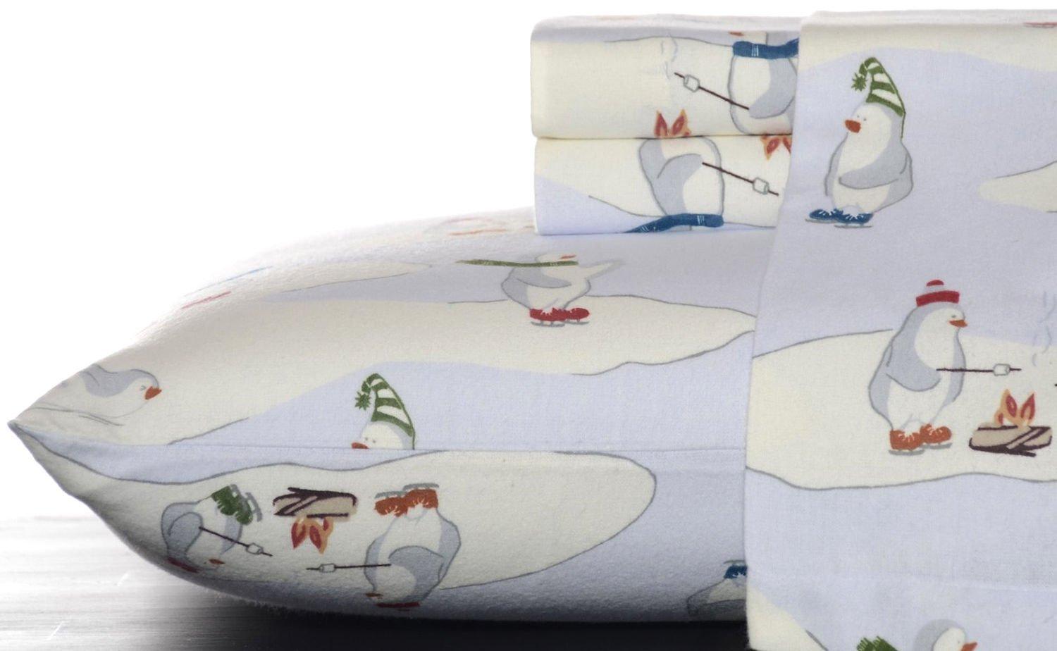 Photos - Bed Linen Eddie Bauer Skating Penguin Flannel Twin Sheet Set 