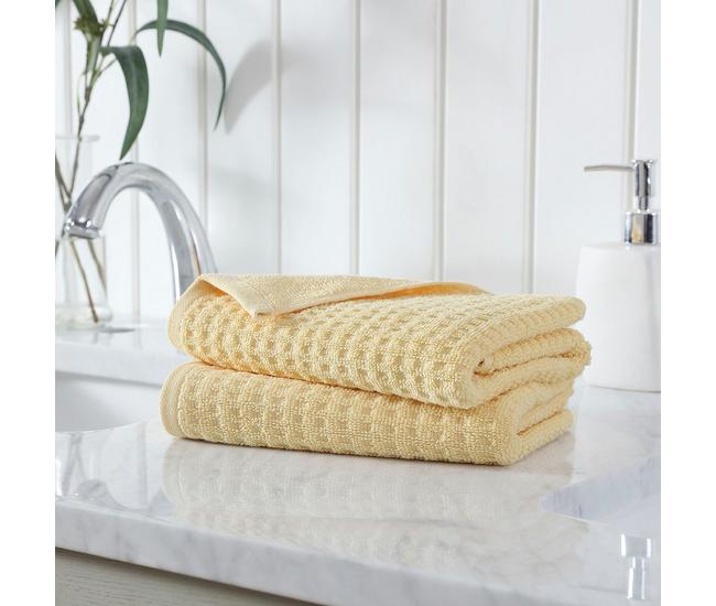 Caro 2 Quick Dry Hand Towels White, Grey, Yellow Stripe