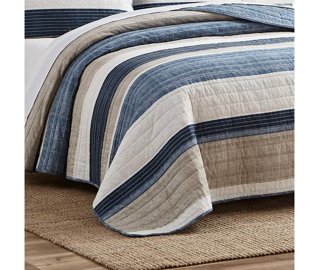 Nautica - Twin Quilt Set, Cotton Reversible Bedding with Matching Sham,  Home Decor for All Seasons (Ridgeport Denim, Twin)