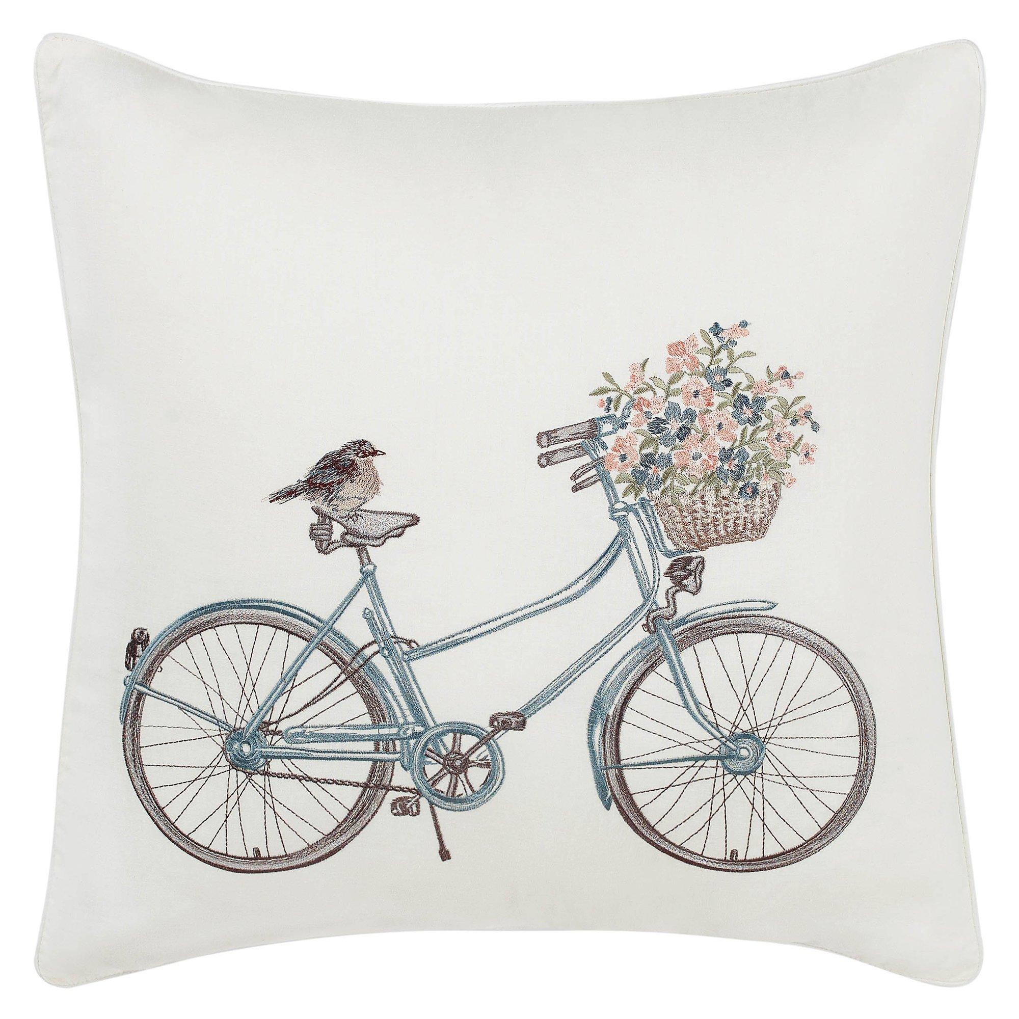 Laura Ashley Natural Bicycle 20'' x 20'' Decorative Pillow