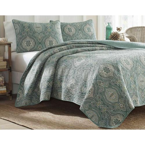 Tommy Bahama Turtle Cove Aqua 3 Piece Reversible Full/Queen Quilt Set NWT 