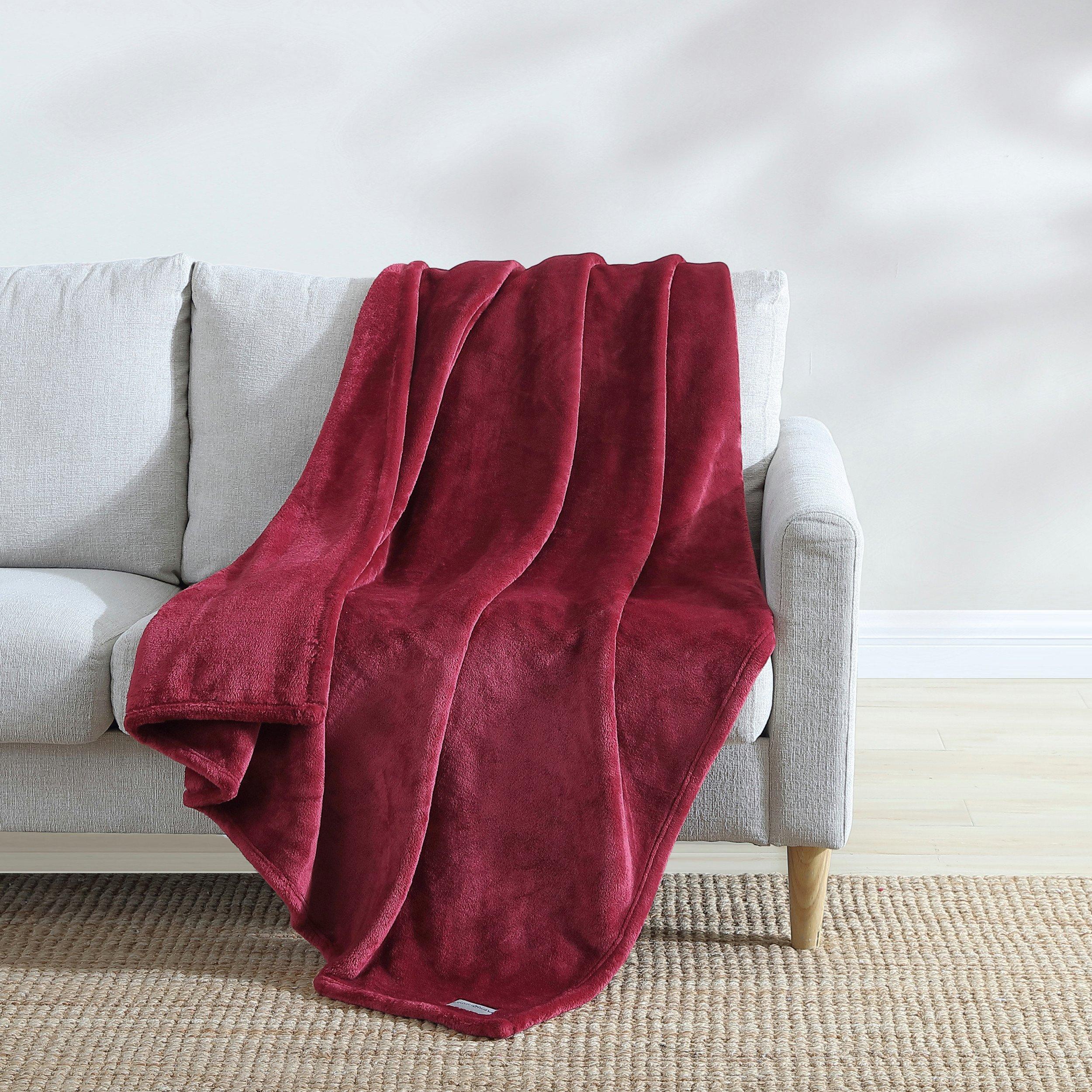 Ultra Lux Plush Solid Reversible Throw Blanket