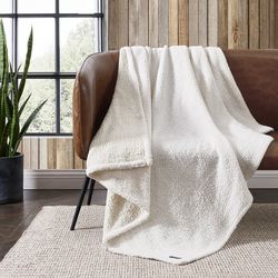 Eddie Bauer Solid Mingled Fleece Reversible Throw Blanket