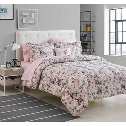 Bella Home Pink Watercolor Floral Comforter Set