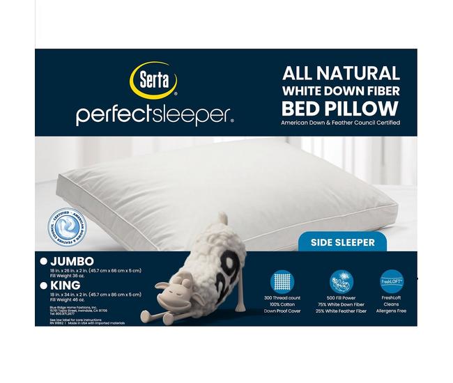 Sealy Extra Firm 300 Thread Count Side Sleeper Pillow King Size (Set of 2)  (As Is Item)