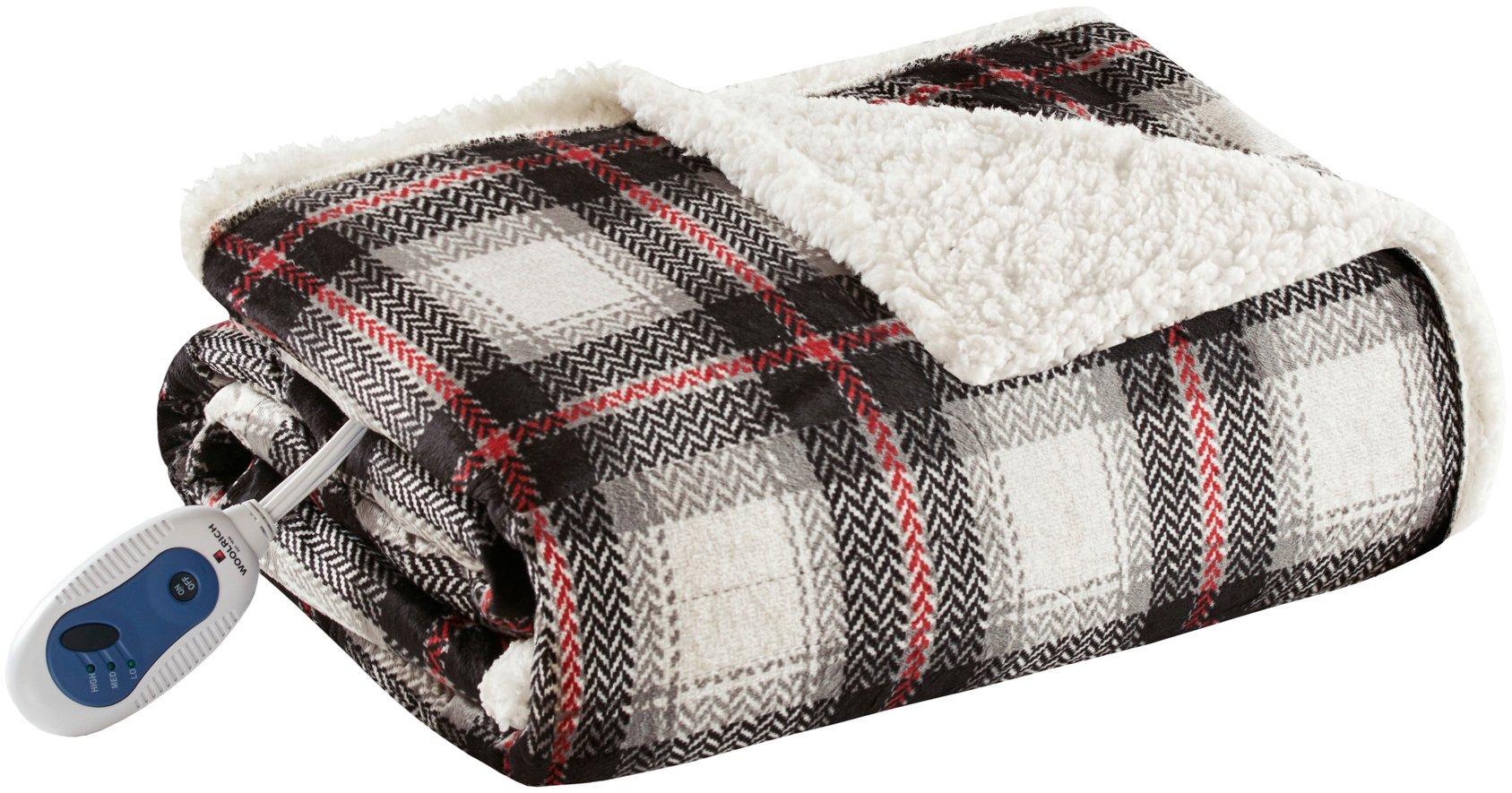 Ridley Oversized Plaid Mink to Berber Heated Throw