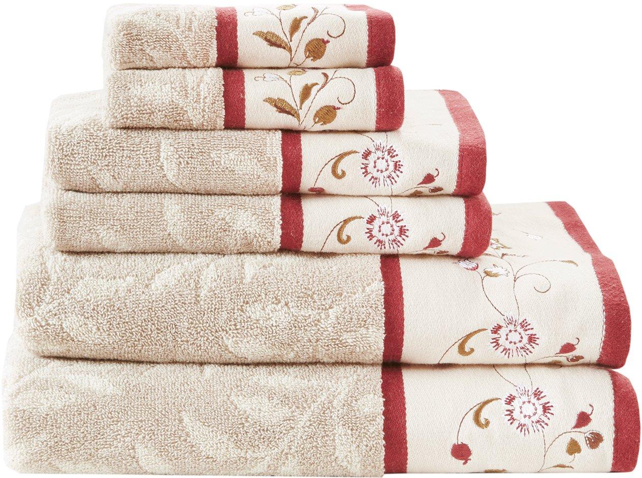 Madison Park Serene 6-pc. Embroidered Jacquard Towel Set