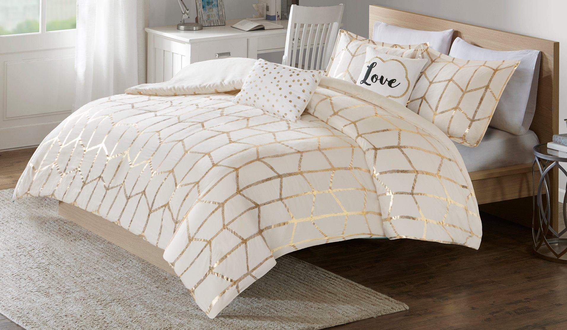 Photos - Bed Linen Intelligent Design Raina Metallic Printed Duvet Cover Set